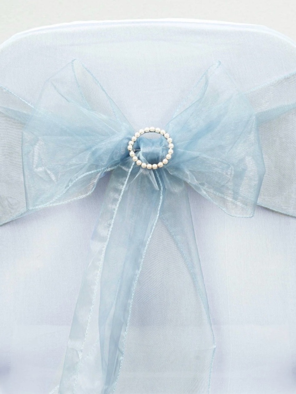 188-Blue sheer organza chair sashes